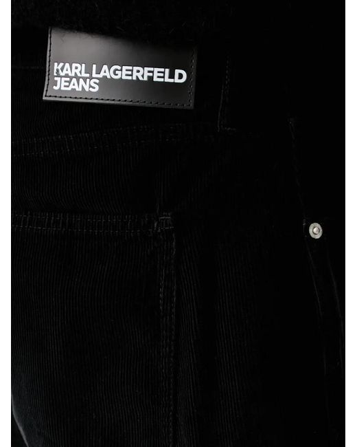 Karl Lagerfeld Black Corduroy-Texture Carpenter Trousers for men