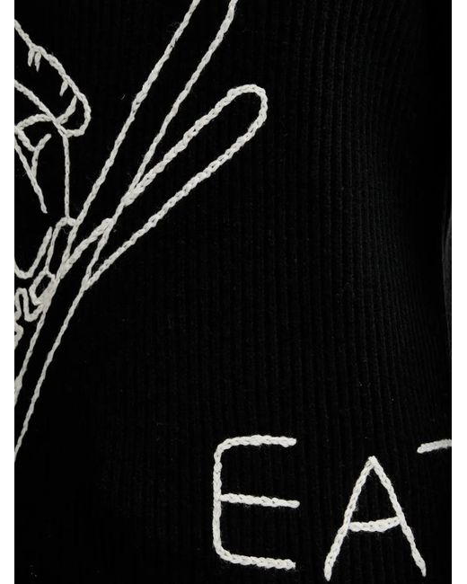 EA7 Black Roll-Neck Graphic Sweater for men