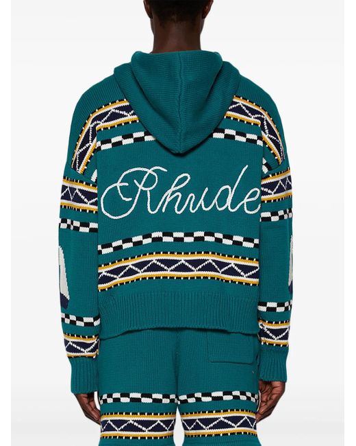 Rhude Green Bateau Zip-Up Hoodie for men