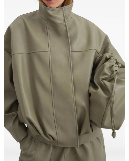 Frankie Shop Green Veren Faux Leather Bomber Jacket