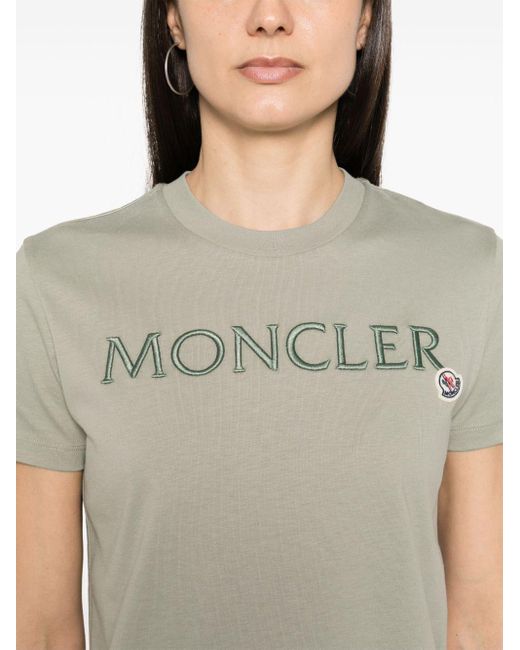 Moncler Gray T-Shirt mit Logo-Stickerei