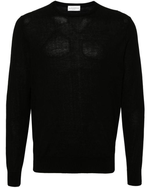 Ballantyne Black Fine-knit Cotton Jumper for men