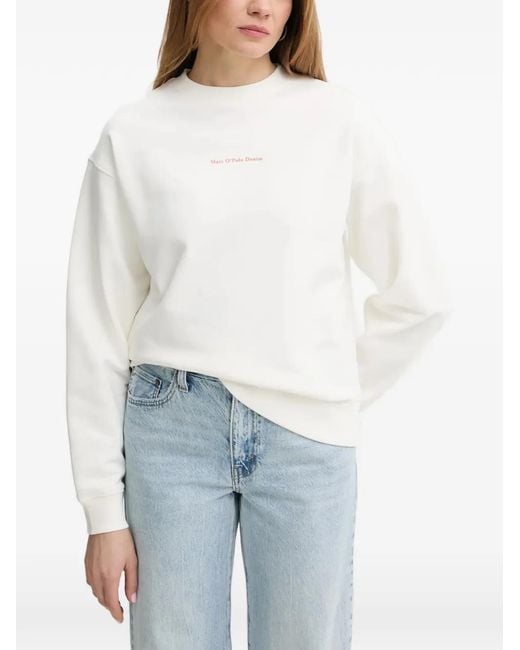 Marc O' Polo White Graphic-Print Logo-Print Sweater