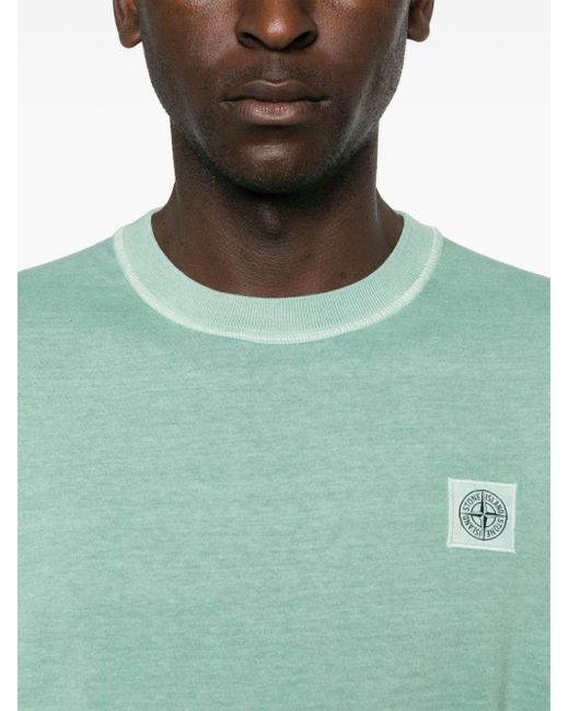 Stone Island Meliertes T-Shirt mit Kompass-Motiv in Green für Herren