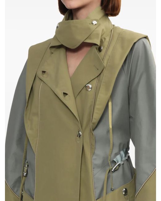 Kiko Kostadinov Green Colour-Block Coat