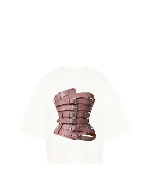 Hamza Pink Corset-Print Short-Sleeve T-Shirt