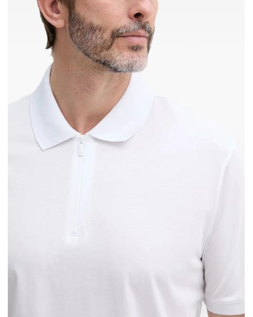 ARMANI EXCHANGE White Zip-Fastening Polo Shirt for men