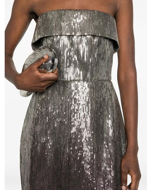 Elie Saab White Sequin Strapless Maxi Dress