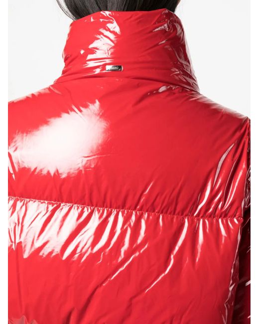 Herno Red Funnel-Neck Puffer Jacket