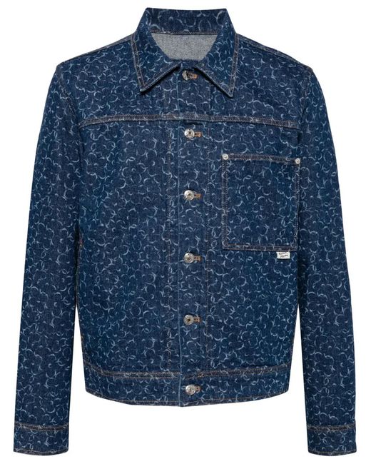 Maison Kitsuné Blue Laser Cut-Detail Denim Jacket for men