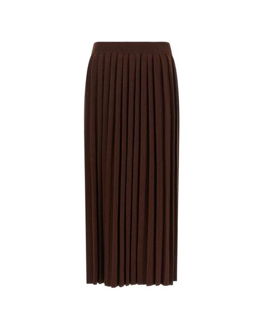 Fabiana Filippi Brown Knitted Pleated Skirt