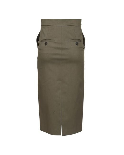 Al Duca D'aosta Green Cotton-Twill Pencil Skirt