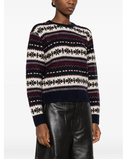 DUNST Black Fairisle-Pattern Crew-Neck Jumper