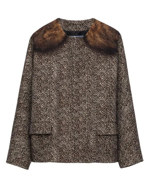 Prada Brown Cotton Single-Breasted Caban Jacket