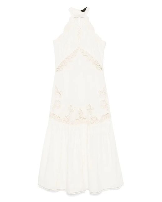 Robe Longue À Détails En Dentelle Twinset en coloris White