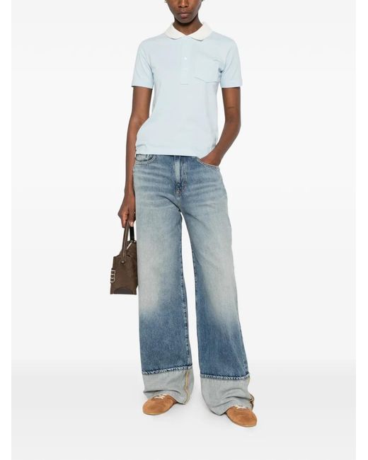 A.P.C. Blue Half-Button Polo Top