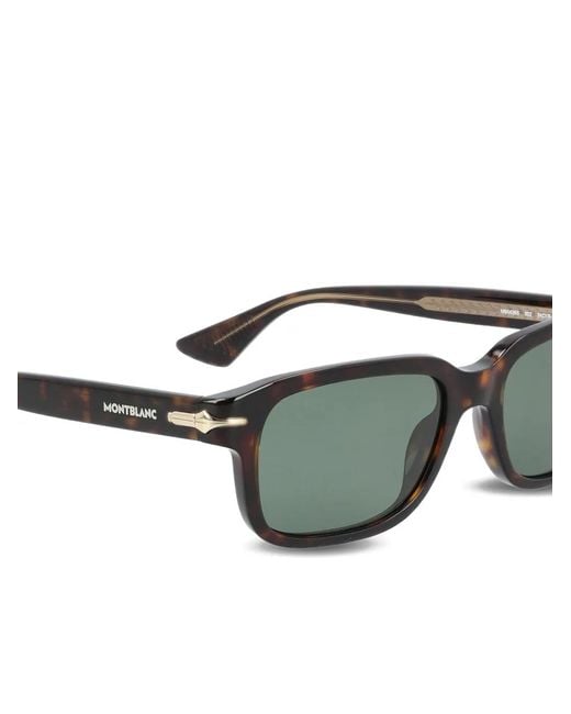 Montblanc Green Nib Rectangle-Frame Sunglasses for men