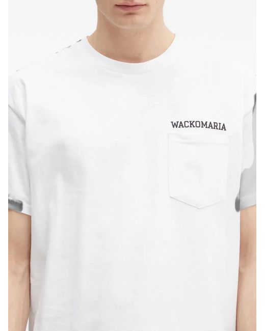 Wacko Maria White X Keith Haring Graphic-Print Chest-Pocket T-Shirt for men