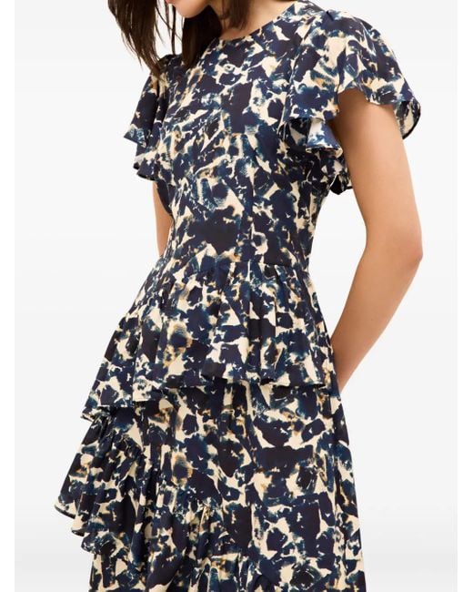 Marie Oliver Blue Quinby Ruffled Maxi Dress