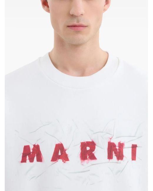 Marni Sweatshirt Mit Logo-Print in White für Herren