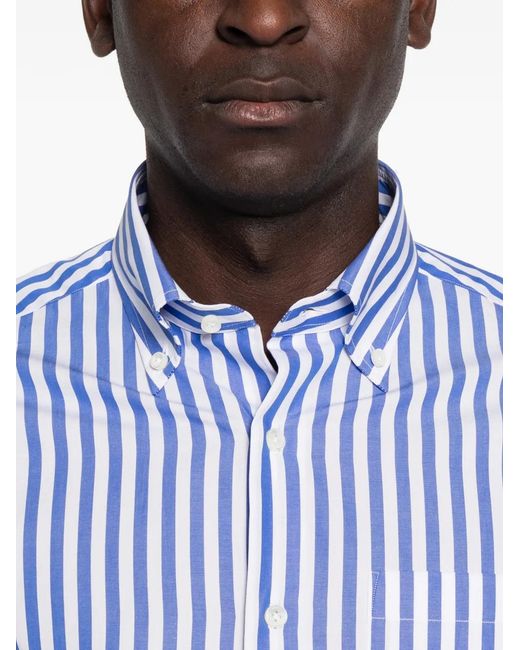 Truzzi Blue Vertical-Stripe Button-Down Shirt for men