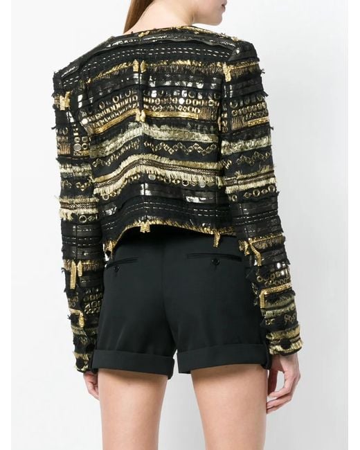 Saint Laurent Black Embroidered Fitted Jacket