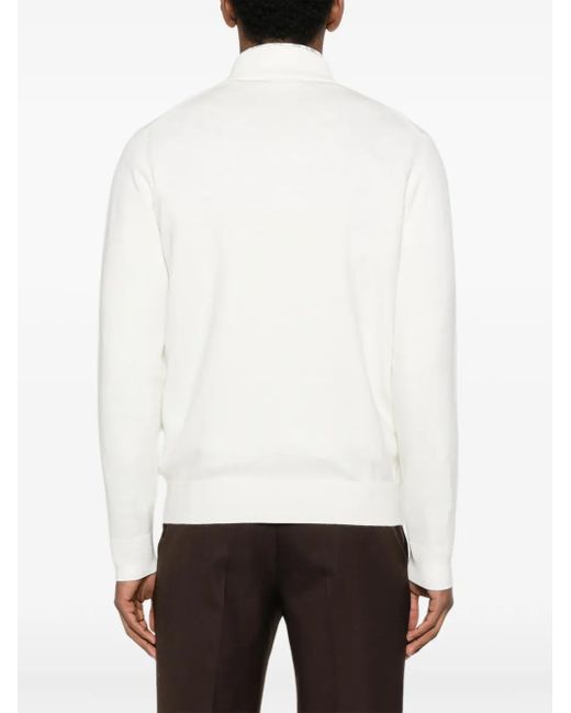 Diktat White Zip-Up Sweater for men