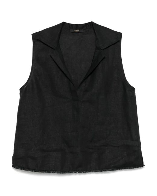 Seventy Black Sleeveless Linen Top