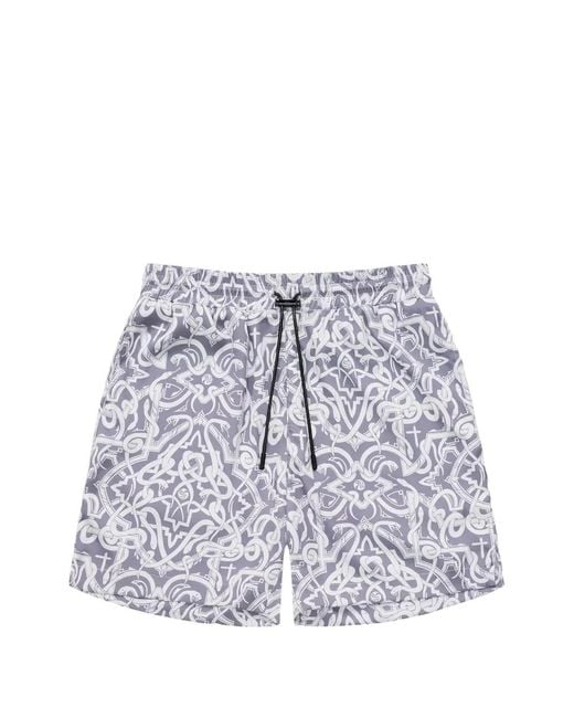 RTA White Clyde Graphic-Print Shorts for men