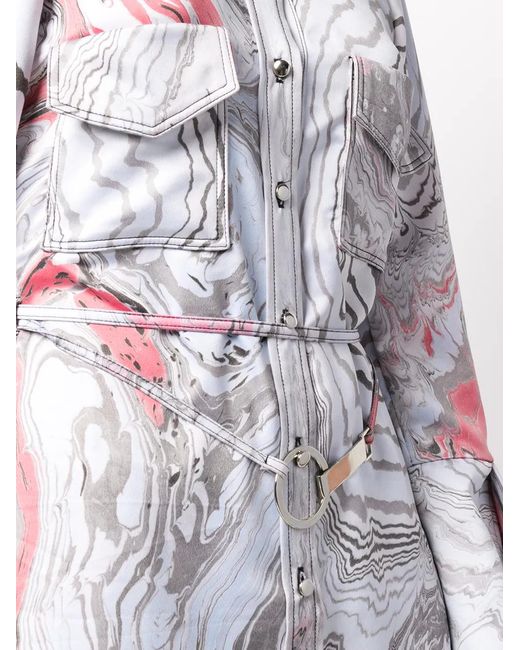 Thebe Magugu White Suminagashi Tie-Dye Print Shirt Dress