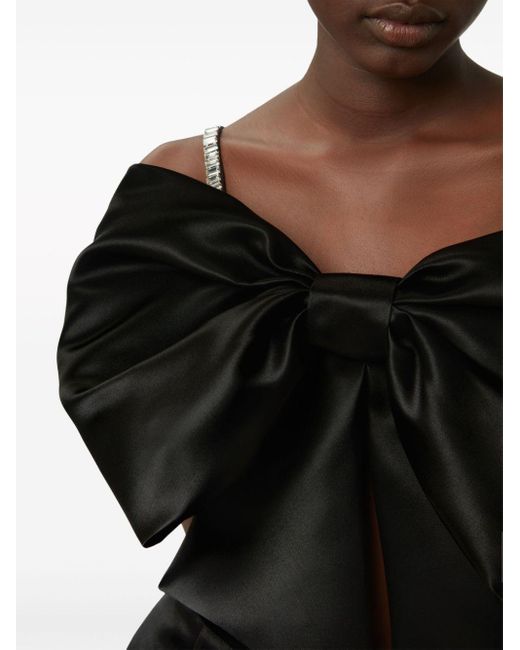 Nina Ricci Black Bow-detail Crystal-embellished Crop Top
