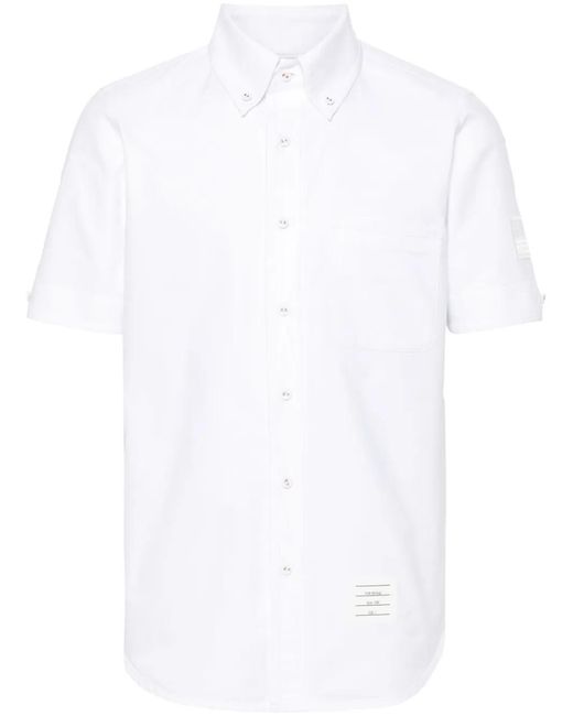 Thom Browne White Logo-Patch Cotton Shirt for men