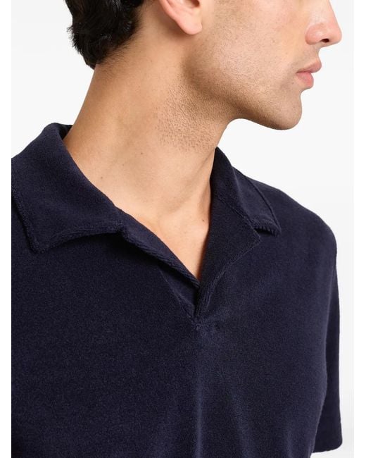 Orlebar Brown Blue Terry Resort Polo-Collar Top for men