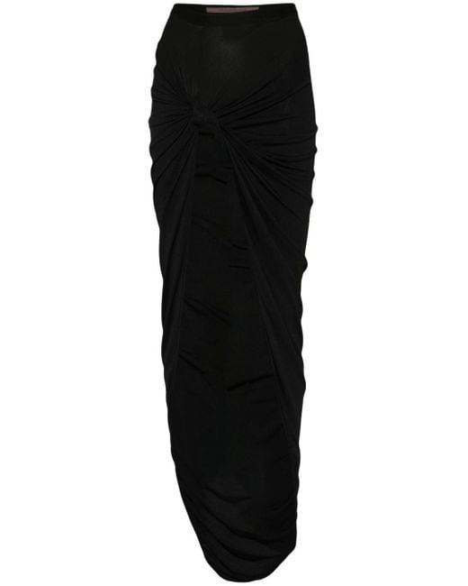 Rick Owens Black Knot-detail Crepe Skirt