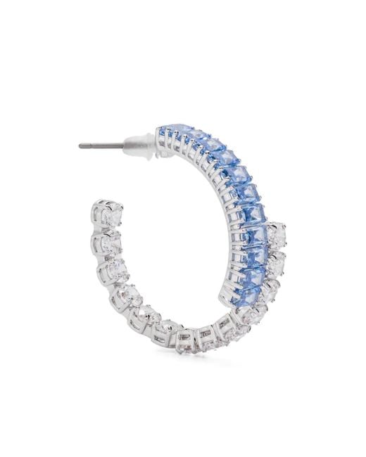 Swarovski matrix フープピアス ブルー Matrix フープピアス, ミックスカット, ブルー, ロジウム