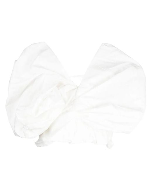 JNBY White Ruffled Cotton Cropped Top