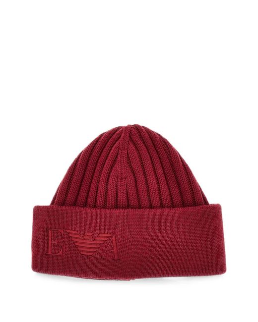 Emporio Armani Logo-Embroidered Ribbed Beanie Hat