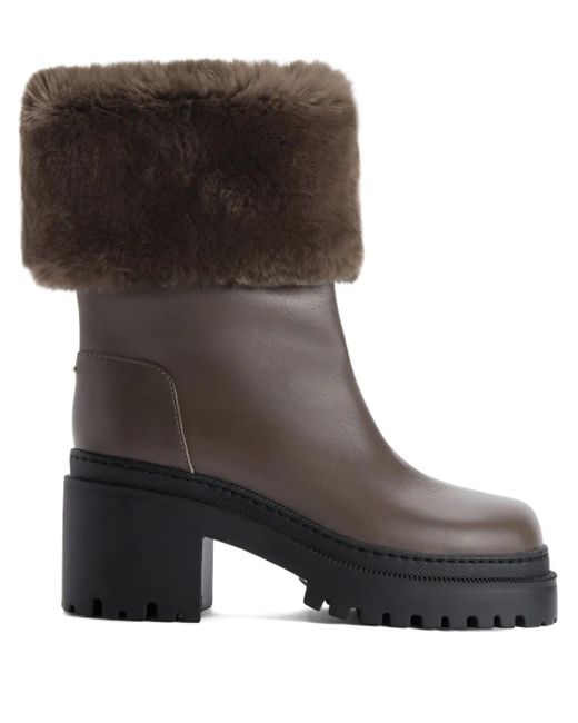 Giuseppe Zanotti Brown Mairi Fur-Cuff Boots