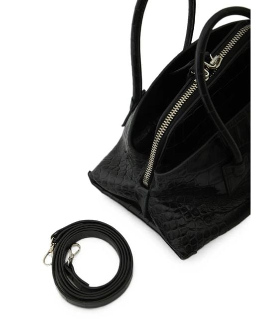 The Attico Black Mini La Passeggiata Crocodile-Effect Leather Tote Bag