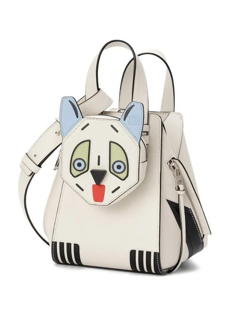 Loewe White Hammock Animal-Face Zipped Tote Bag