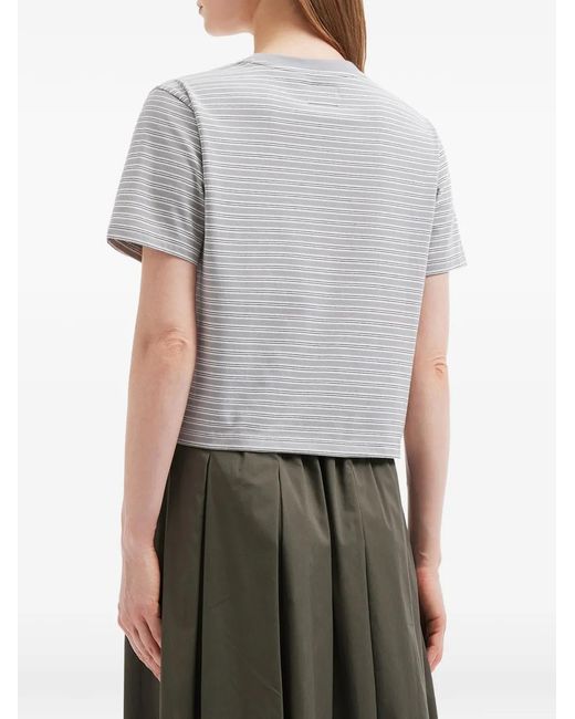 Izzue Gray Striped Round-Neck T-Shirt