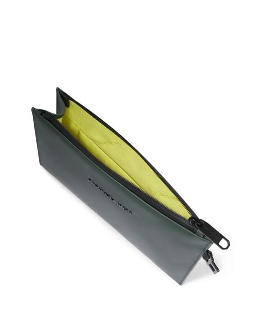 Piquadro Green Water-Resistant Clutch Bag for men