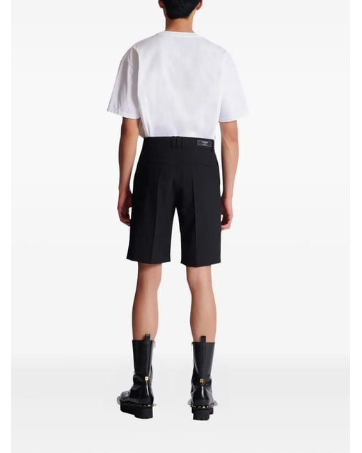 Balmain Gray Darted Wool Shorts for men