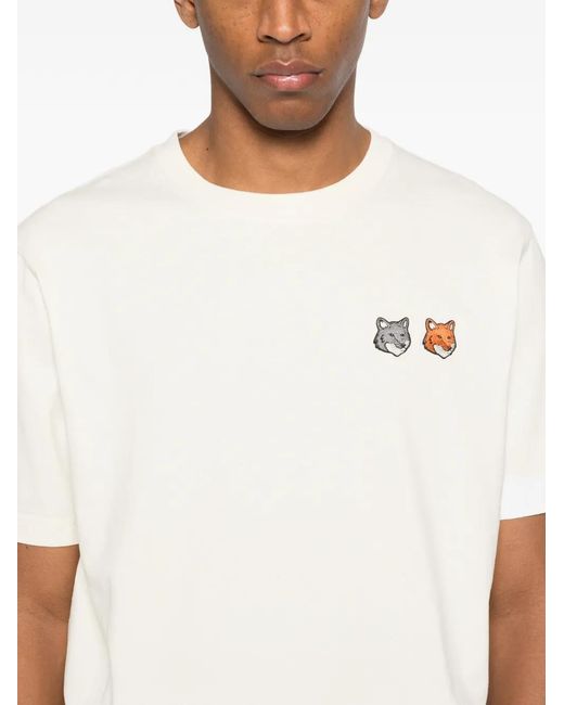 Maison Kitsuné White Double Fox Head T-Shirt for men