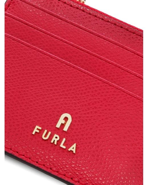 Furla Red Small Camelia Zip-Top Card Holder