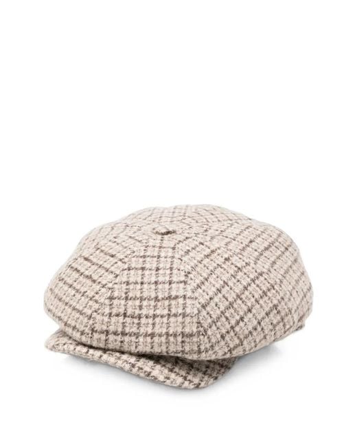 Eleventy Natural Check-Pattern Baker-Boy Cap for men