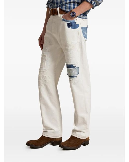 Polo Ralph Lauren White Heritage Patchwork Jeans for men