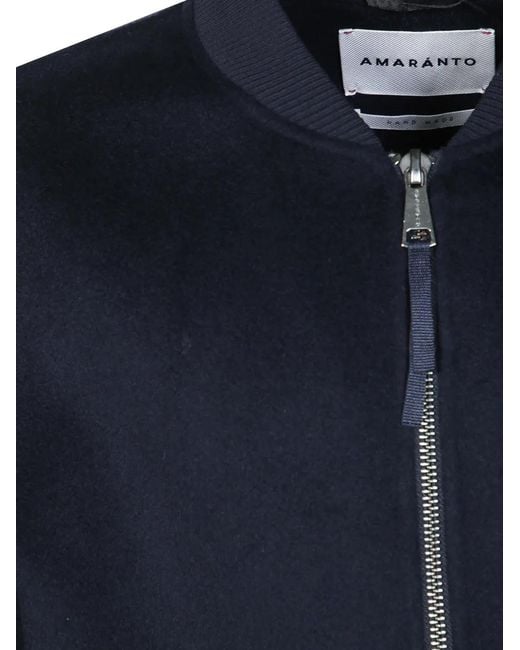 Amaranto Blue Ribbed-Trim Bomber Jacket for men