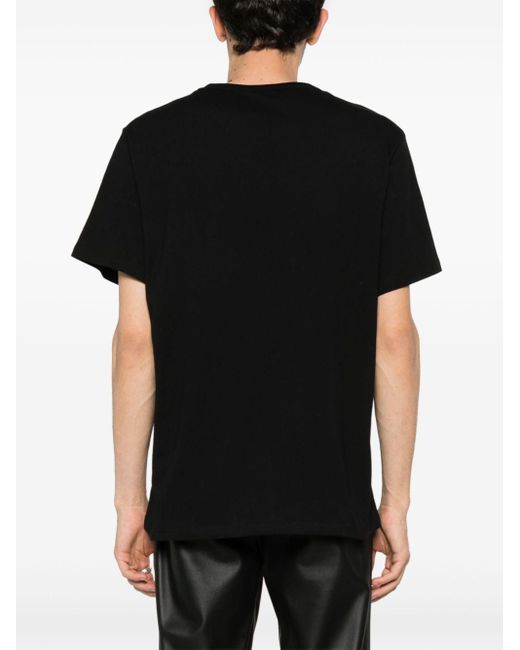 Camiseta con calavera bordada Alexander McQueen de hombre de color Black