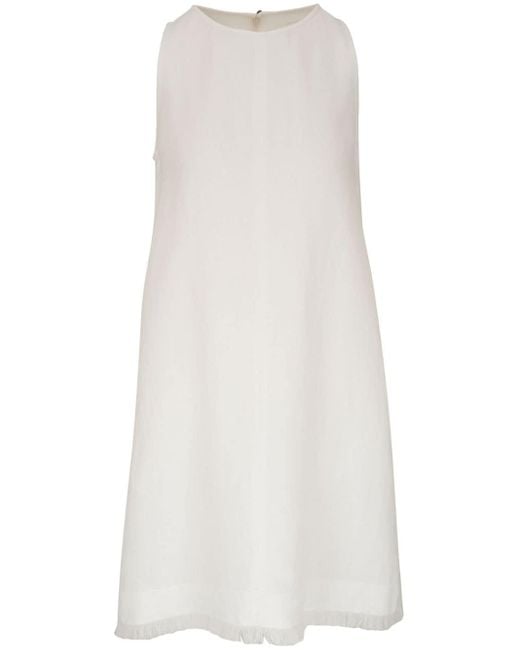 Antonelli White Sleeveless Frayed Midi Dress
